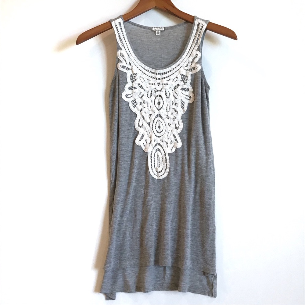 Eyeshadow Lace Front Grey Tank Top Size XS